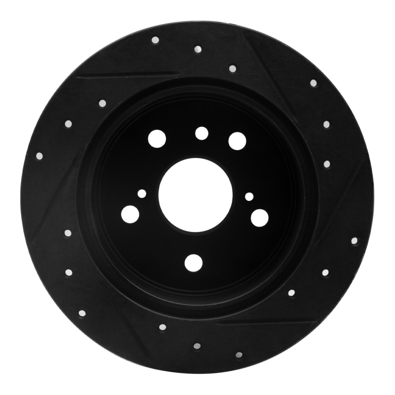 Lexus ES350 Brake Rotor (1) - Rear Left - R1 Concepts - Drilled & Slotted - Black - `07-`12